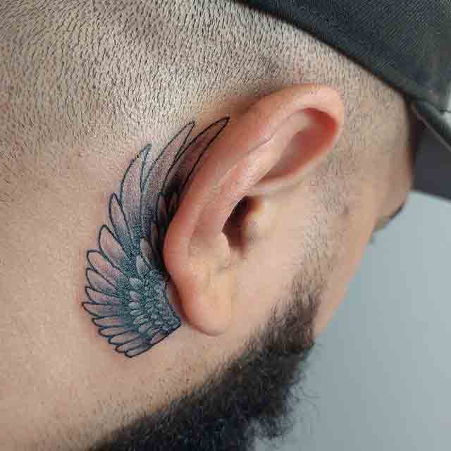 Angel Wings Tattoo Behind the Ear